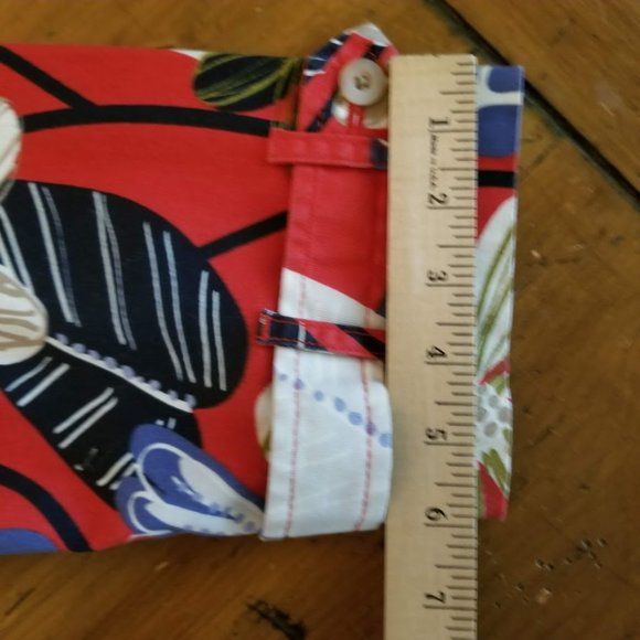 Westbound Sz M Red Floral Canvas Jacket Pockets 3/4 Sleeve Art to Wear Y2K - Picture 10 of 11